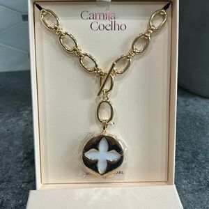 Camila Coelho Gold Necklace with Mother of Pearl Flower Pendant